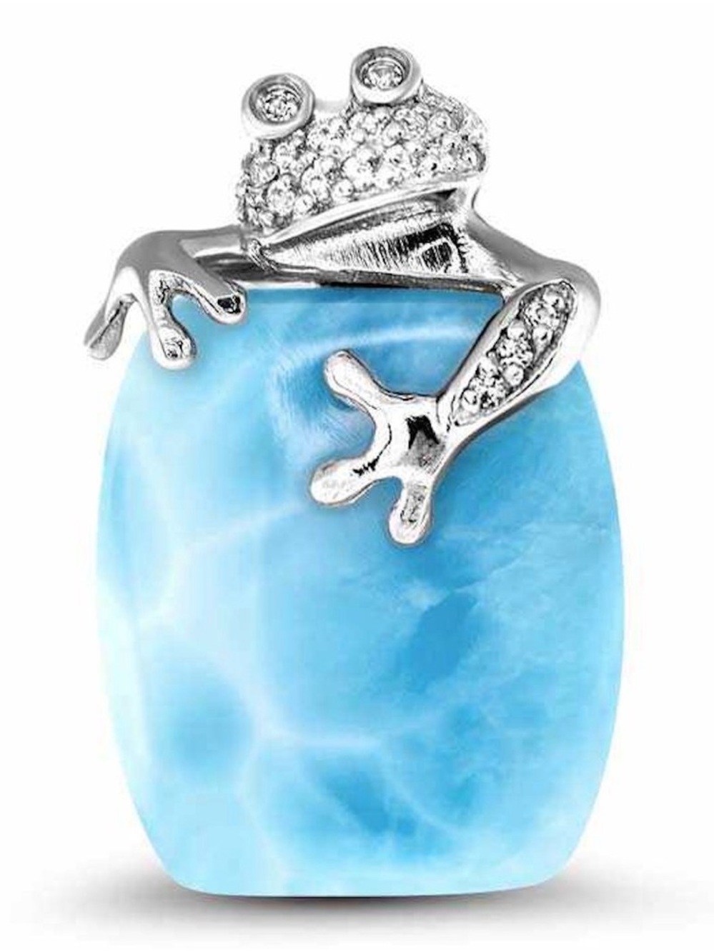 Marahlago Blue Larimar Frog Pendant - Sterling Silver